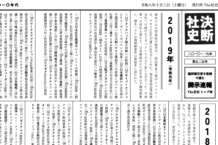 決断社史 二〇一〇年代の紙面